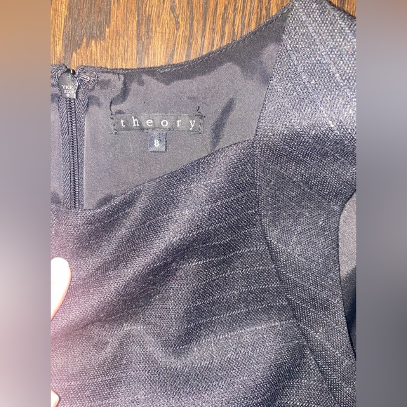 Theory size 8 gray wool silver threads dress fitted business - Picture 4 of 5